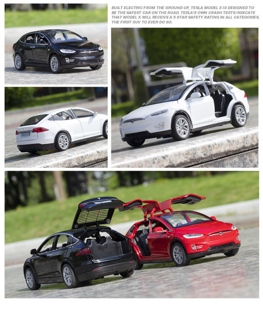 Zabawkowy samochód dla dzieci Tesla MODEL S 1/32, dźwięk i światło, otwierane drzwi, wykonany ze stopu cynku, prezent - Wianko - 18