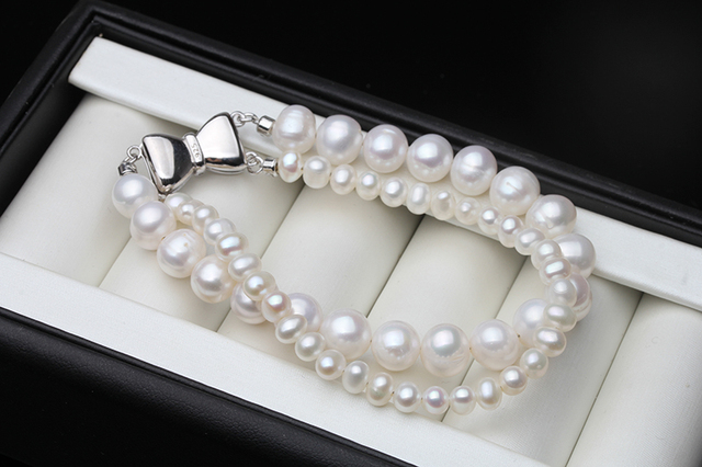 Śliczna bransoletka damskie z naturalnymi srebrnymi perłami - prezent na rocznicę ślubu - Wianko - 7