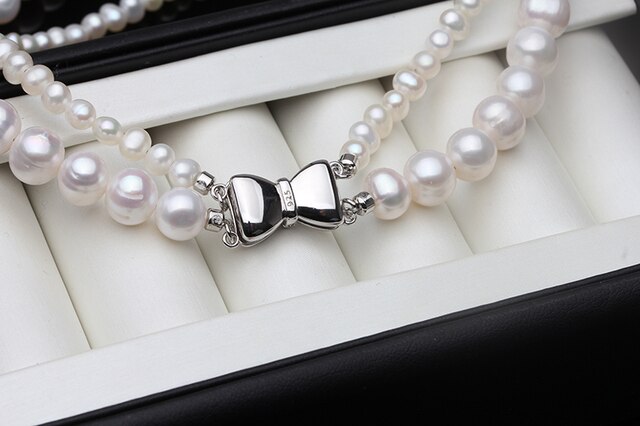 Śliczna bransoletka damskie z naturalnymi srebrnymi perłami - prezent na rocznicę ślubu - Wianko - 6