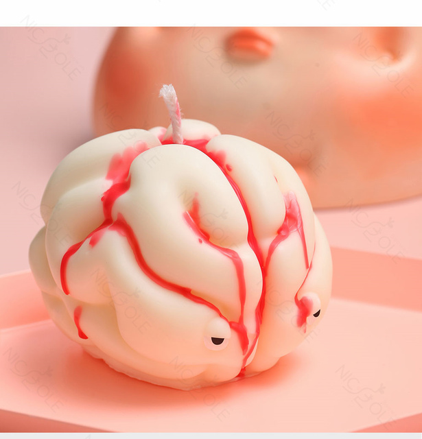 Silikonowa forma na świece 3D Cartoon Mózg, kreatywne dekoracyjne narzędzie do domu z zapachem - Wianko - 20