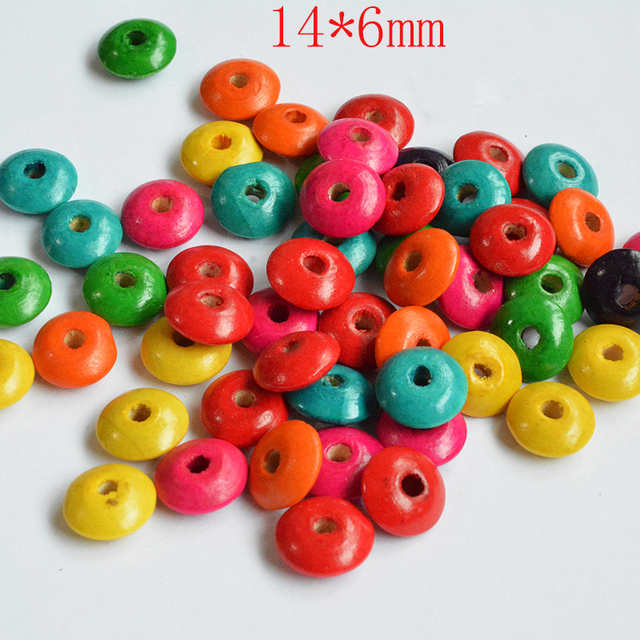 Mieszane kolory płaskich okrągłych drewnianych koralików FLTMRH 6-14mm do tworzenia biżuterii DIY - Wianko - 4