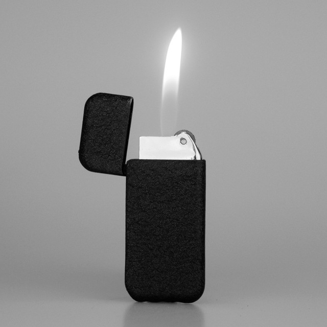 Czarna matowa zapalniczka na butan otwarty ogień męski prezent - Wianko - 4