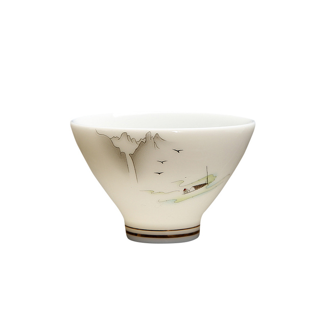 Ceramiczny zestaw 4 filiżanek do herbaty Suet jade, biały porcelanowy kubek herbaty, ręcznie robione akcesoria - Wianko - 8