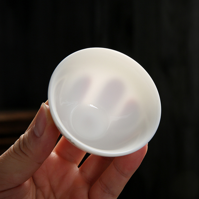 Ceramiczny zestaw 4 filiżanek do herbaty Suet jade, biały porcelanowy kubek herbaty, ręcznie robione akcesoria - Wianko - 6