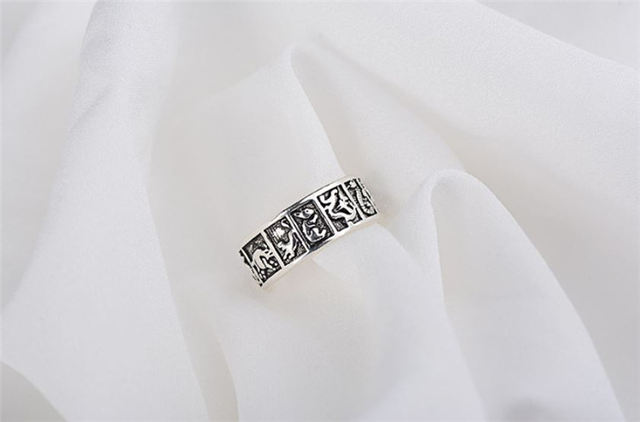 Pierścień Retro z 925 srebra z chińskim zodiakiem dla kobiet SR014 - Wianko - 13