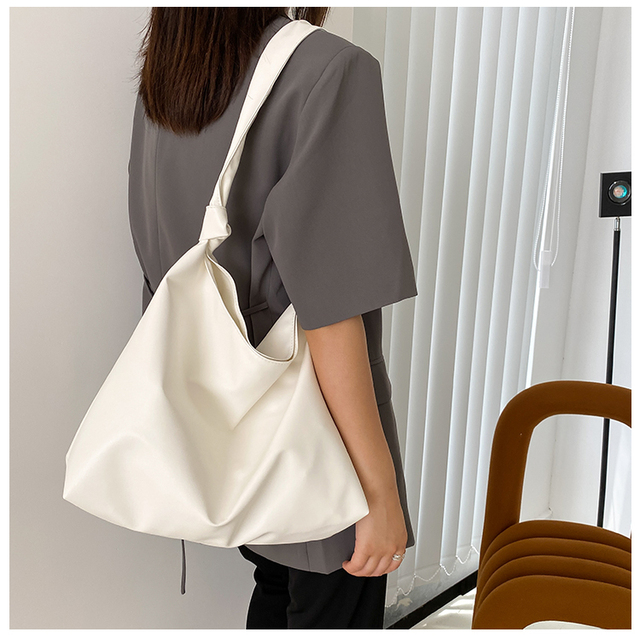 Koreańska skórzana torba na ramię dla kobiet z dużą pojemnością - nowoczesna, miękka, przenośna i casualowa - Wianko - 4