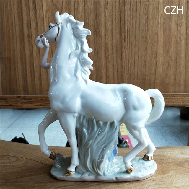 Antyczna porcelana księżniczka rzeźba biała statuetka konia - ozdoba do domu, rękodzieło, prezent dla córki - Wianko - 7