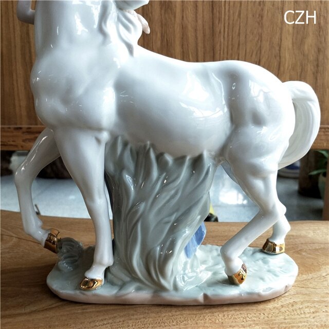 Antyczna porcelana księżniczka rzeźba biała statuetka konia - ozdoba do domu, rękodzieło, prezent dla córki - Wianko - 5