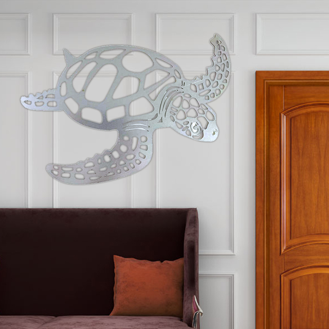 Metalowy Ornament z żółwiem morskim - motyw plażowy, dekoracje ścienne i artystyczne do wnętrz, wiszące na ścianę - Wianko - 5