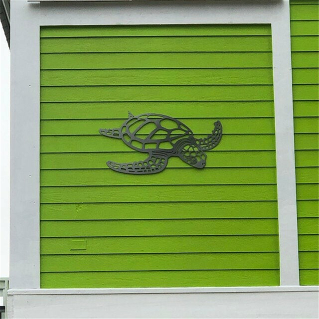 Metalowy Ornament z żółwiem morskim - motyw plażowy, dekoracje ścienne i artystyczne do wnętrz, wiszące na ścianę - Wianko - 4