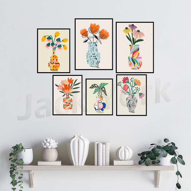 Plakat botaniczny Abstrakcyjne malarstwo martwa natura - Sztuka druku kwiatów do dekoracji wnętrz - Współczesna galeria ścienna - Wianko - 7
