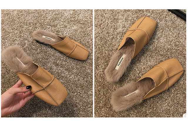 Damskie pantofle na niskim obcasie w stylu retro z sztucznym futrem - nowa kolekcja na jesień 2019 - Wianko - 12