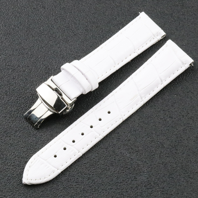 Skórzana klamra motylkowa pasek zegarka, automatyczny, r 20/22 mm, czarny, brązowy pas, wysoka jakość - Wianko - 10