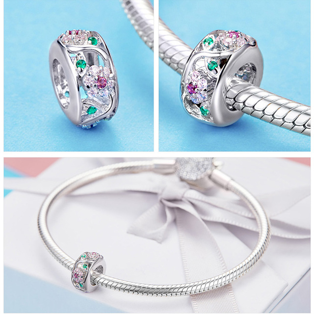 Koraliki BISAER Magnolia Orchidea Cerise - 925 srebro różowe kwiatowe charms, pasujące do bransoletek i bangles. Jewelry - Wianko - 14