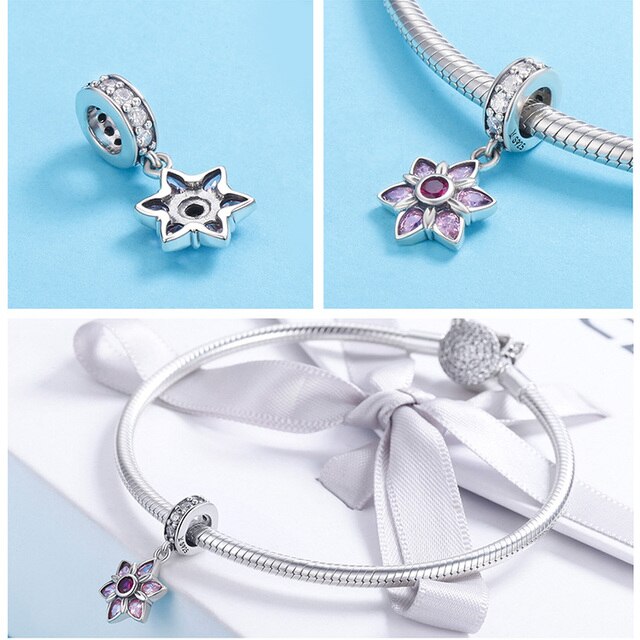 Koraliki BISAER Magnolia Orchidea Cerise - 925 srebro różowe kwiatowe charms, pasujące do bransoletek i bangles. Jewelry - Wianko - 29