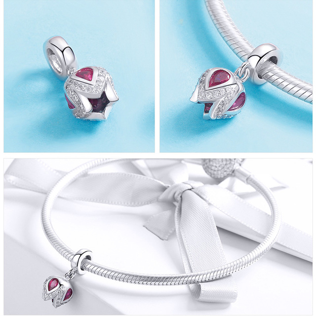 Koraliki BISAER Magnolia Orchidea Cerise - 925 srebro różowe kwiatowe charms, pasujące do bransoletek i bangles. Jewelry - Wianko - 13