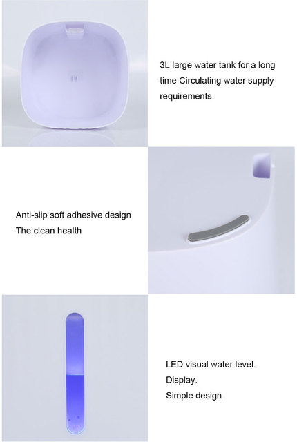 Automatyczna fontanna dozująca dla kotów, 3L, z podajnikiem do napojów, ultra cicha, zasilana przez USB, z podświetleniem LED - Wianko - 6