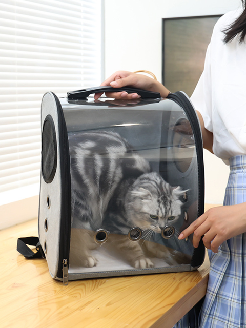 Przenośne nosidełko dla zwierzaka na plecak - przezroczysty, oddychający, dwukomorowy - Cat Pack - Wianko - 11