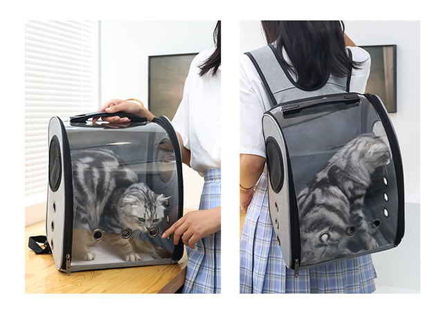 Przenośne nosidełko dla zwierzaka na plecak - przezroczysty, oddychający, dwukomorowy - Cat Pack - Wianko - 20