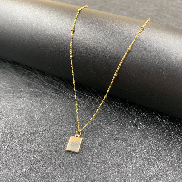 Kwadratowy wisiorek łańcuszek do obojczyka - modny naszyjnik z metalu dla kobiet 2021 - Wianko - 8