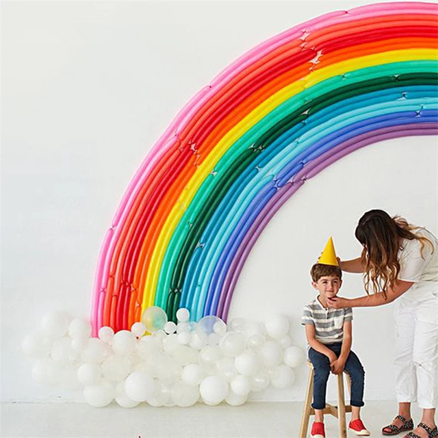 Zestaw 18 Rainbow Magicznych Balonów - Długie, Spiralne, Lateksowe Balony Dekoracyjne do Modelowania Urodziny Wesela - Wianko - 7