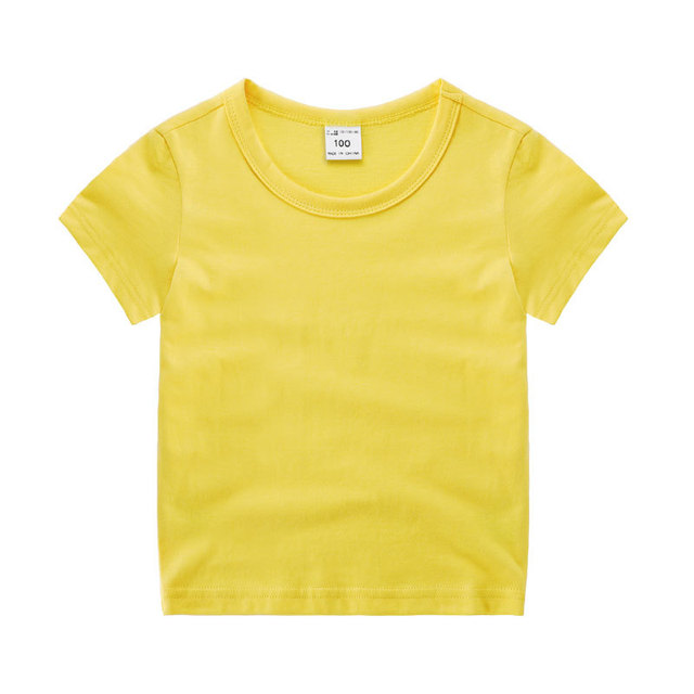 Chłopcy i dziewczęta koszulki z krótkim rękawem dla dzieci - lato, bawełna, jednolite topy - Wianko - 2