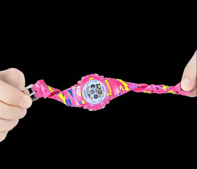 Chłopcy i dziewczęta, najlepszy prezent cyfrowy - różowy zegarek o kamuflażowym wzorze, niebieski sportowy, wodoodporny, z kalendarzem - Wianko - 9