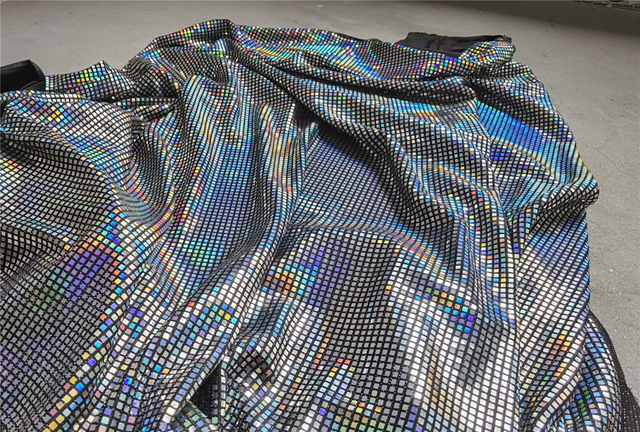 Metalowa tkanina DIY Cosplay z laserowymi cekinami w kolorze tęczy, opalizująca i odblaskowa - Wianko - 5