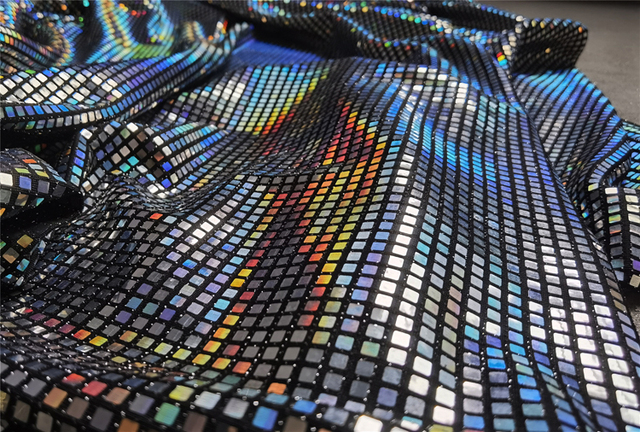 Metalowa tkanina DIY Cosplay z laserowymi cekinami w kolorze tęczy, opalizująca i odblaskowa - Wianko - 9