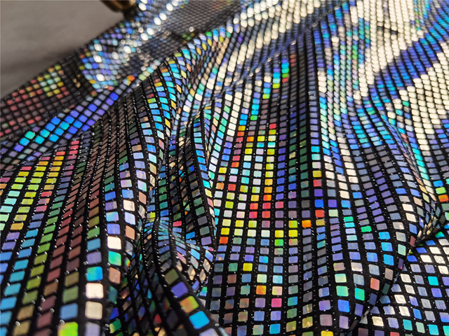 Metalowa tkanina DIY Cosplay z laserowymi cekinami w kolorze tęczy, opalizująca i odblaskowa - Wianko - 6