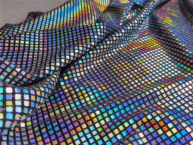 Metalowa tkanina DIY Cosplay z laserowymi cekinami w kolorze tęczy, opalizująca i odblaskowa - Wianko - 3