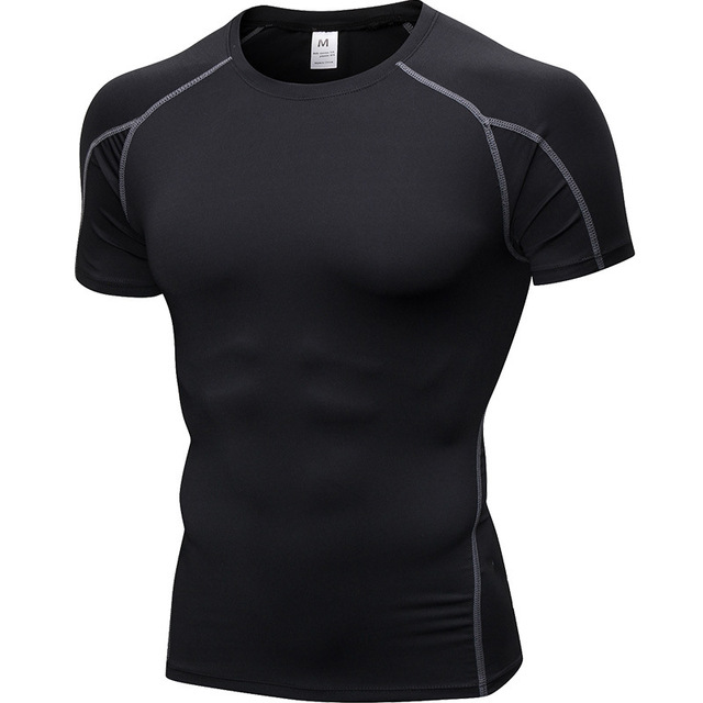 Koszulka kompresyjna męska z krótkim rękawem do biegania i fitnessu - Wianko - 2