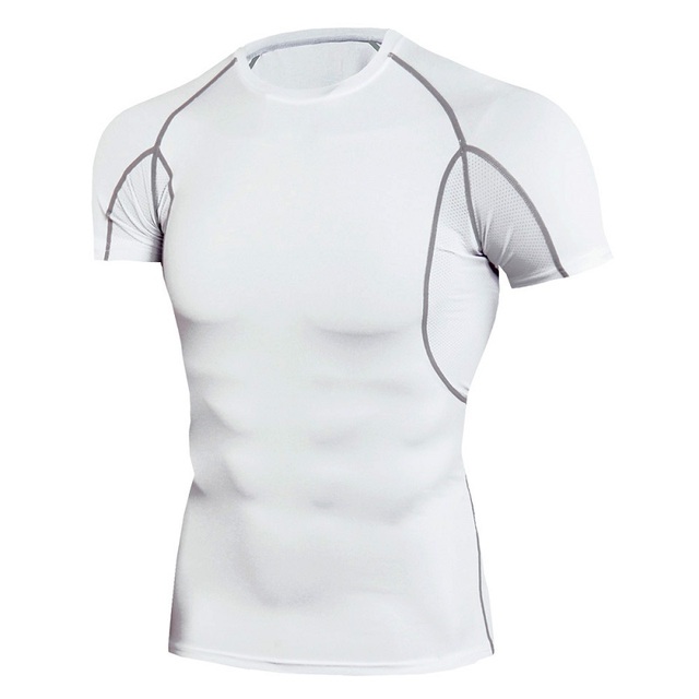 Koszulka kompresyjna męska z krótkim rękawem do biegania i fitnessu - Wianko - 9