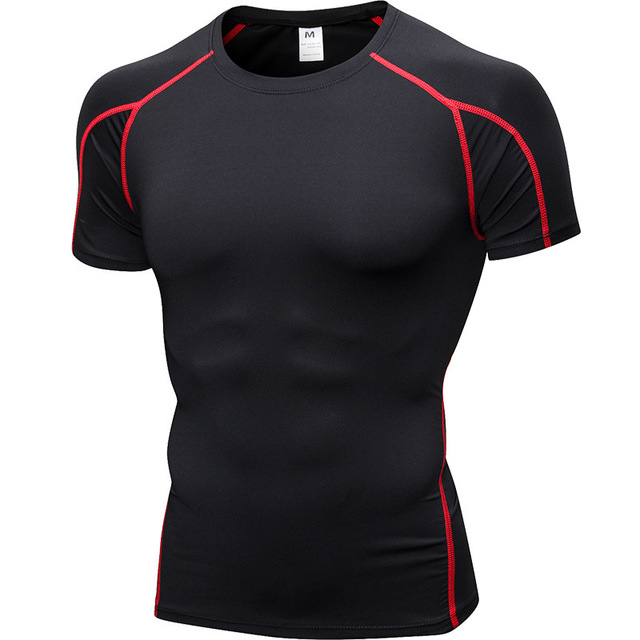 Koszulka kompresyjna męska z krótkim rękawem do biegania i fitnessu - Wianko - 4