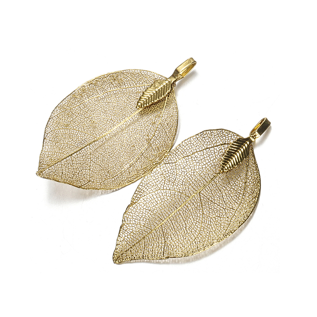Zawieszki metalowe w kształcie liścia, 2 sztuki/1 para, do biżuterii rękodzielniczej DIY - Wianko - 7