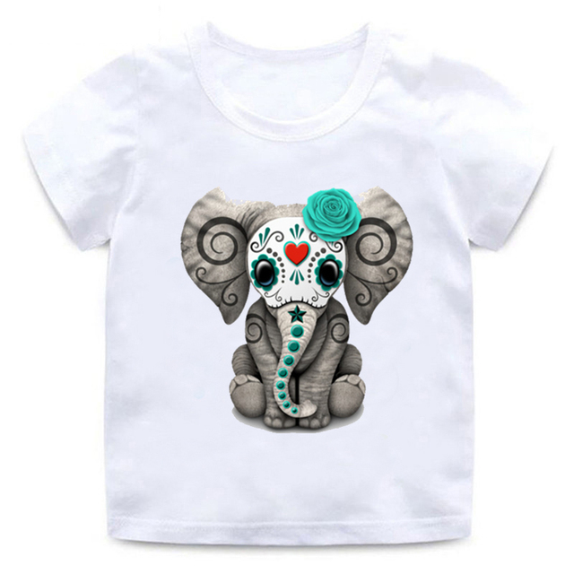 Dziecięcy T-shirt z nadrukiem słoń motocyklowy 3D - Wianko - 4