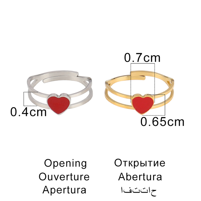 Pierścień z sercem wykonany z regulowanej stali nierdzewnej w różnych kolorach - prosty, kreatywny i słodki - Wianko - 13