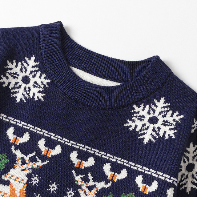 Dzianinowy sweter Boże Narodzenie dla chłopca dziewczynki z motywem śnieżynki i jelonka 2-8 lat - Wianko - 8