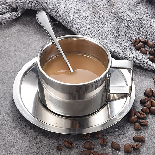 Filiżanka kawy z podwójną ścianką 304 ze stali nierdzewnej - izolacja cieplna, kubek do mleka, kubek na herbatę - Wianko - 7