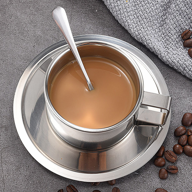 Filiżanka kawy z podwójną ścianką 304 ze stali nierdzewnej - izolacja cieplna, kubek do mleka, kubek na herbatę - Wianko - 4
