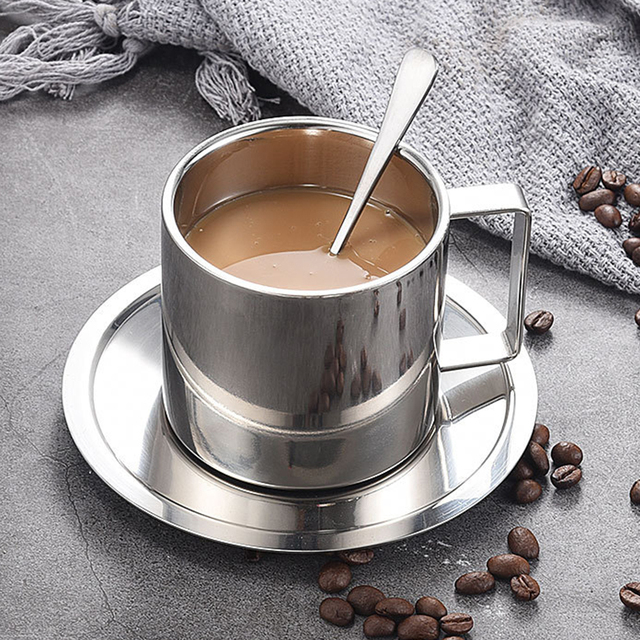 Filiżanka kawy z podwójną ścianką 304 ze stali nierdzewnej - izolacja cieplna, kubek do mleka, kubek na herbatę - Wianko - 3