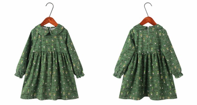Jesienne sukienki dziecięce z bawełny dla dziewczynek, wzór kwiatowy, 2-10T - Wianko - 5