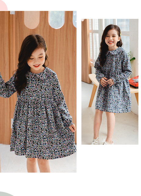 Jesienne sukienki dziecięce z bawełny dla dziewczynek, wzór kwiatowy, 2-10T - Wianko - 16