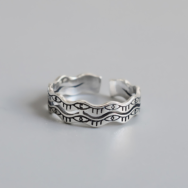 Regulowany pierścionek Vintage Wave dla kobiet - 925 srebro - Wianko - 6