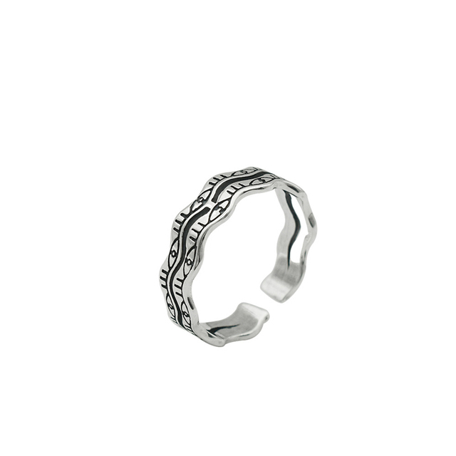 Regulowany pierścionek Vintage Wave dla kobiet - 925 srebro - Wianko - 7