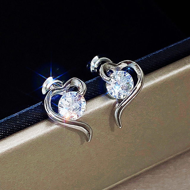 Kolczyki wkładane z serduszkiem dla nowożeńców i rocznicy - Kreatywna biżuteria - Wianko - 1