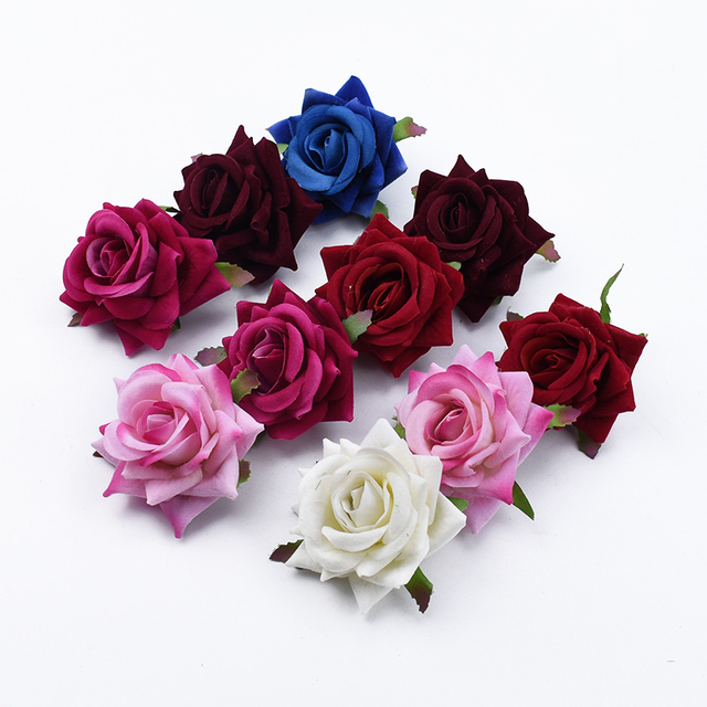 Jedwabne róże głowy 6CM - akcesoria ślubne, walentynkowe prezenty, dekoracje domowe, DIY - tanie kwiaty sztuczne - Wianko - 2