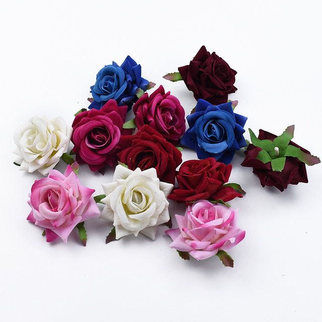 Jedwabne róże głowy 6CM - akcesoria ślubne, walentynkowe prezenty, dekoracje domowe, DIY - tanie kwiaty sztuczne - Wianko - 5