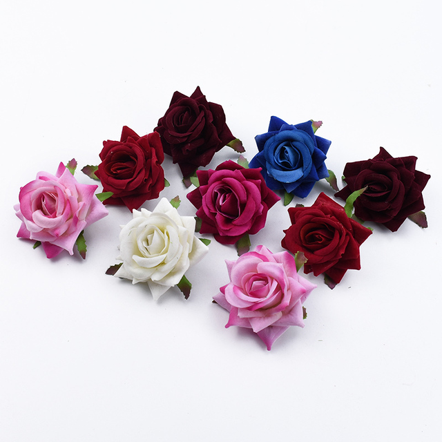 Jedwabne róże głowy 6CM - akcesoria ślubne, walentynkowe prezenty, dekoracje domowe, DIY - tanie kwiaty sztuczne - Wianko - 3