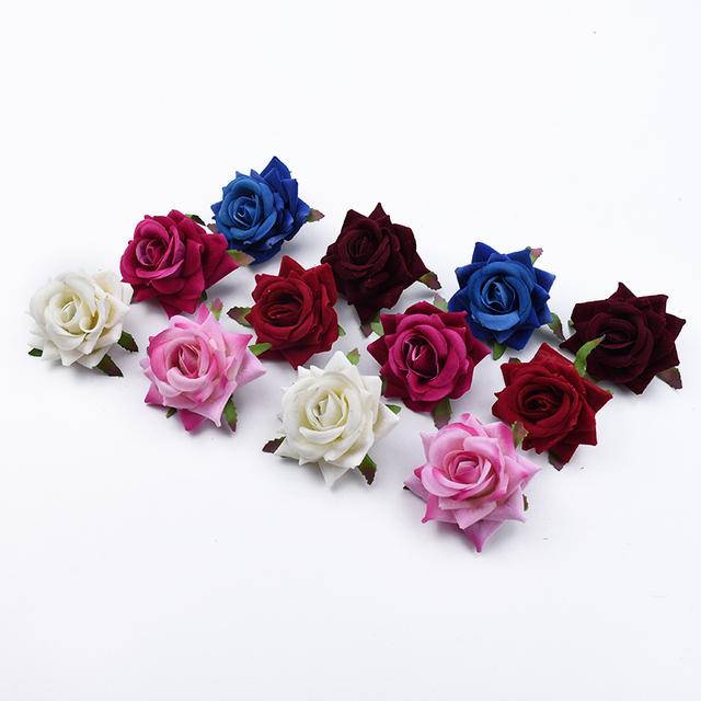 Jedwabne róże głowy 6CM - akcesoria ślubne, walentynkowe prezenty, dekoracje domowe, DIY - tanie kwiaty sztuczne - Wianko - 4